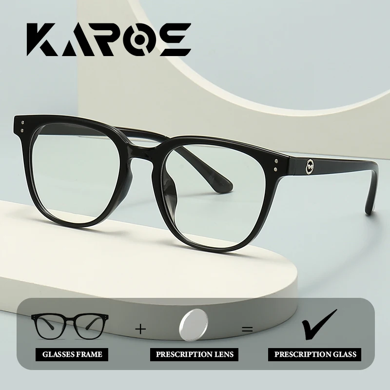 نظارات KAROS العصرية المستديرة البصرية بإطار كبير للنساء وصفة طبية قابلة للتخصيص وعدسة تقدمية مضادة للضوء الأزرق #1