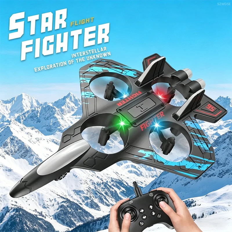 816 Rechargeable 2.4g Remote Control Fighter Drone Durable Foam Model Glider 4CH Ready-to-Go 0-100M Range Perfect Quadcopter toy