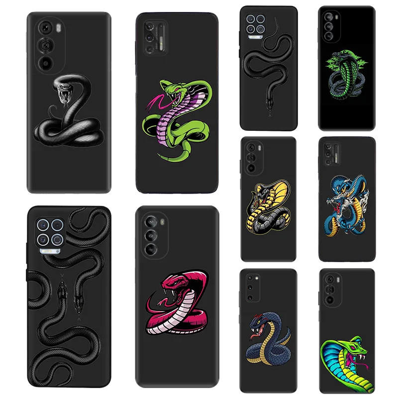 Phone Case For Motorola Edge 40 30 20 G9 G73 G53 G72 G52 G22 G71 G60 G50 G51 G200 Fusion Snake Cobra Python Shell Cases Cover