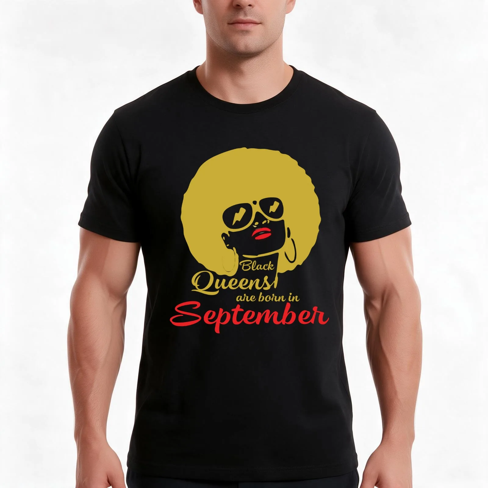 Black queens are born in september birthday T-Shirt Summer Casual Cotton Tee Oversized Streetwear Tops Vintage Graphic Print