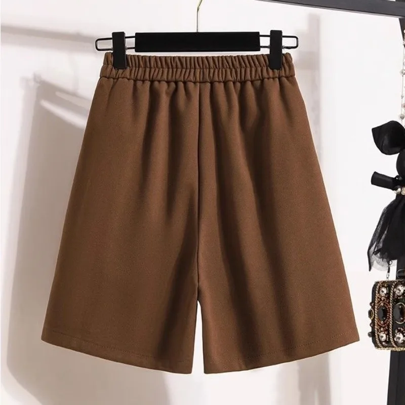 Pantaloncini di lana Donna Accogliente Autunno Inverno Dritto Vintage Comodo Tasche Ins Coreano Elegante Moda Alta Elastico in Vita Casual