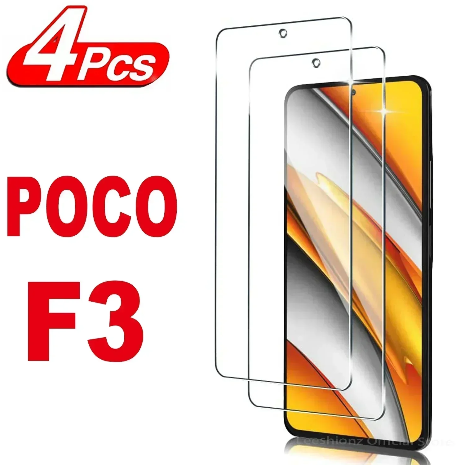 

2/4Pcs For Poco F3 Tempered Glass Original 9H High Quality Protective Film Explosion-proof Screen Protector for poco F3