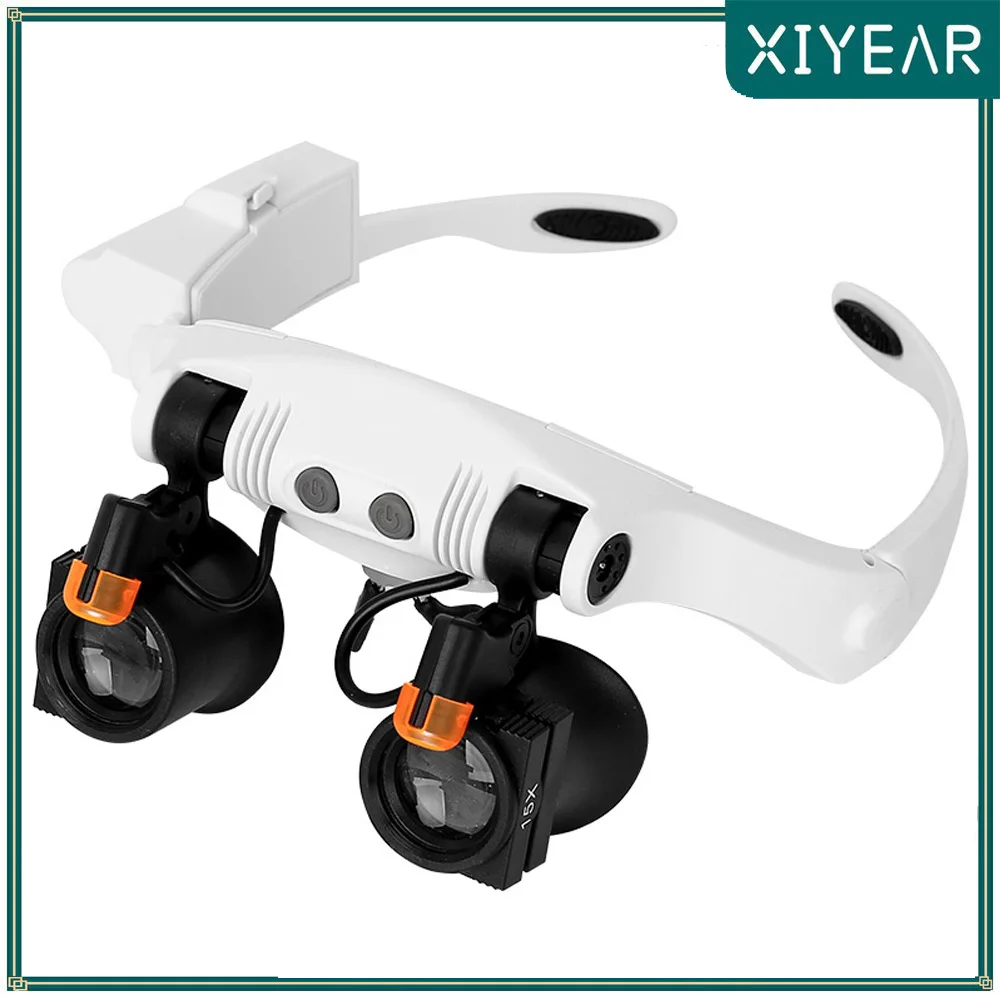 Head Mount Magnifier With LED Light Hands Free Headband Magnifying Glass Visor Headset With Lens 3X 4X 5X 6X 7X 10X Magnifier