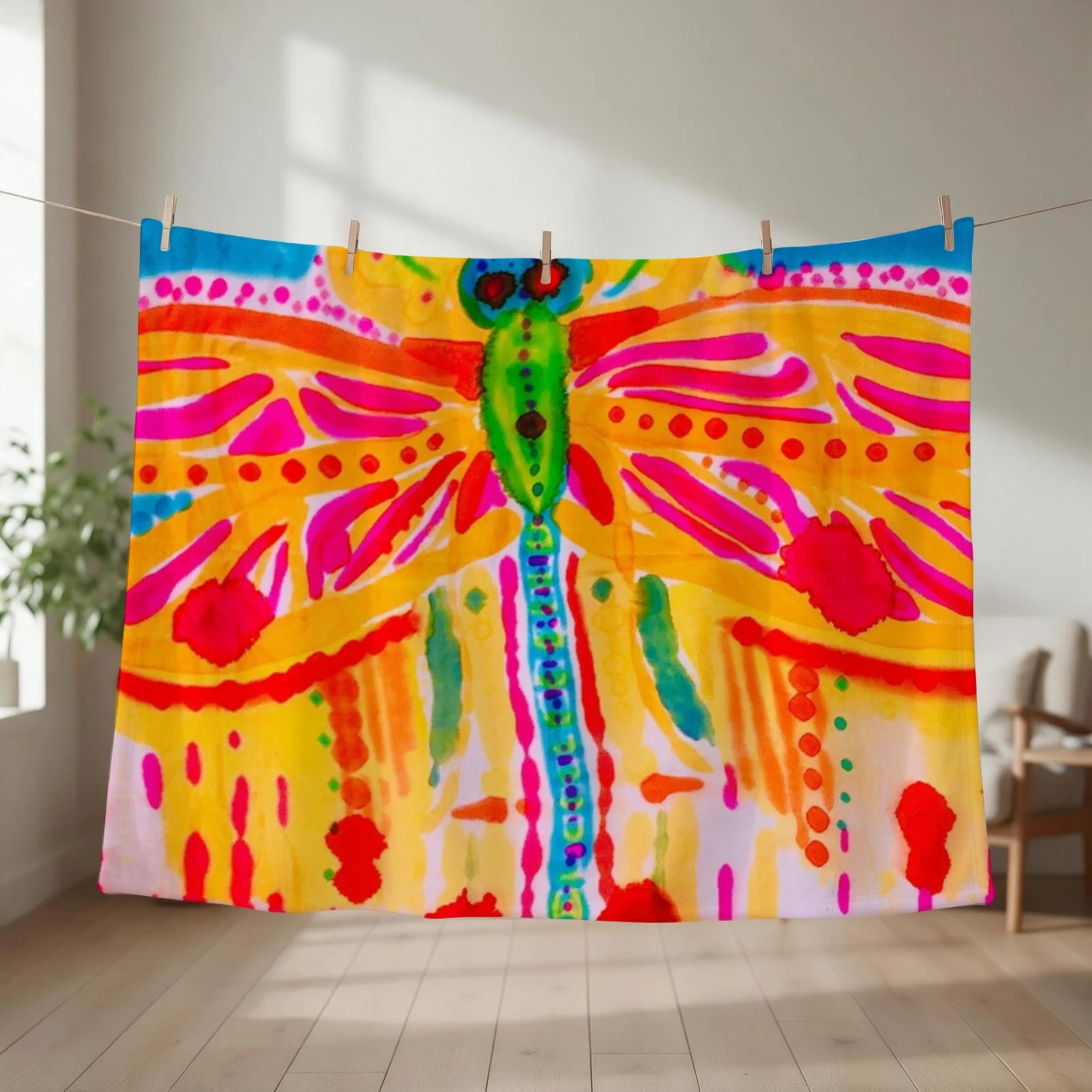 Dragonfly Burst Throw Blanket couch cozy soft plush fuzzy picnic outdoor blanket