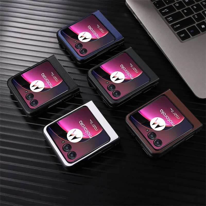 For Motorola Razr 40 Ultra XT2321-3 Case Luxury Carbon Fiber Slim PU Leather and PC Book Cover For Moto Razr 40 Ultra Phone Case