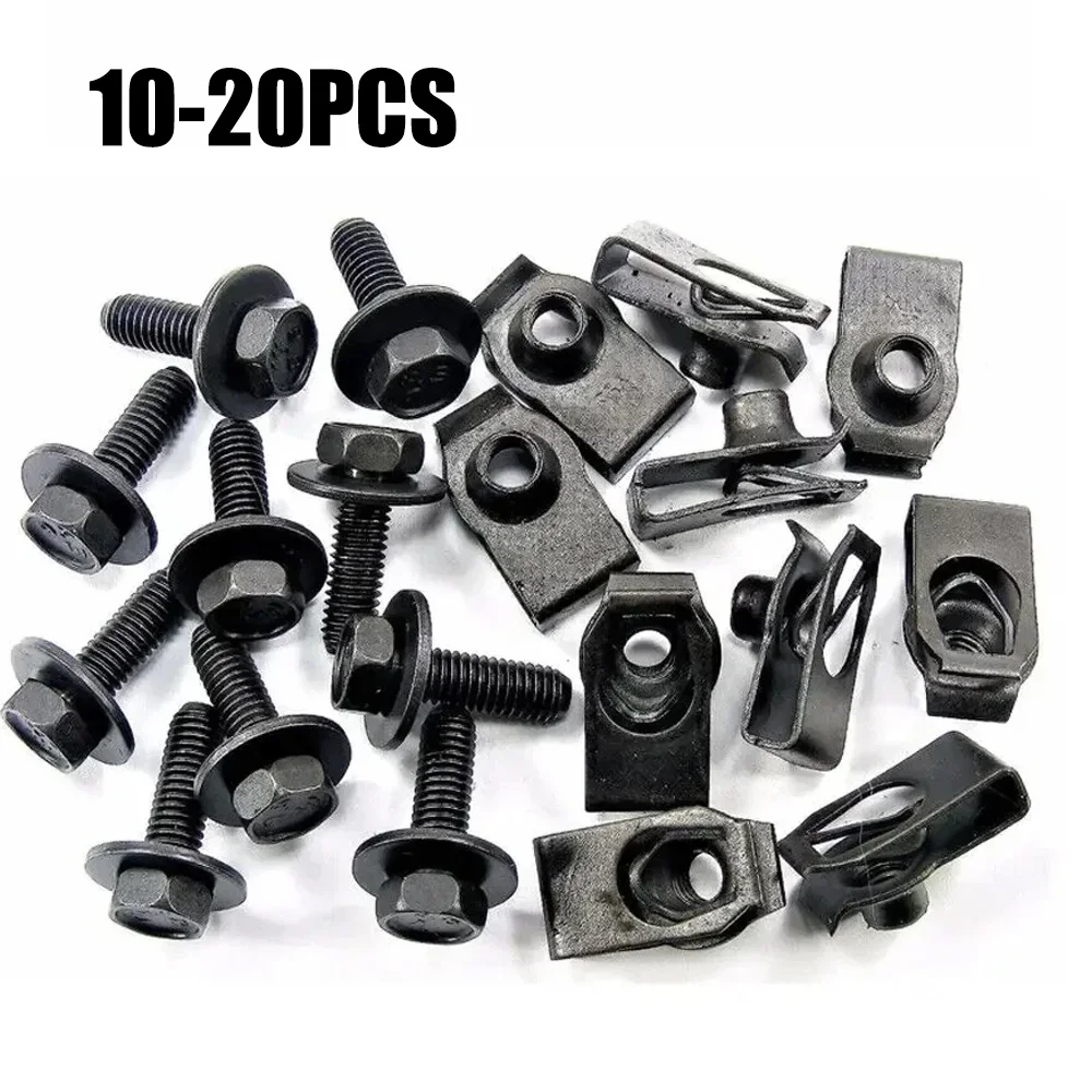 Parafusos m6 para corpo do carro, clipes de porca em u, tampa do motor, bandeja inferior, proteção contra respingos, para-choque, forro, parafuso rebite, fixador