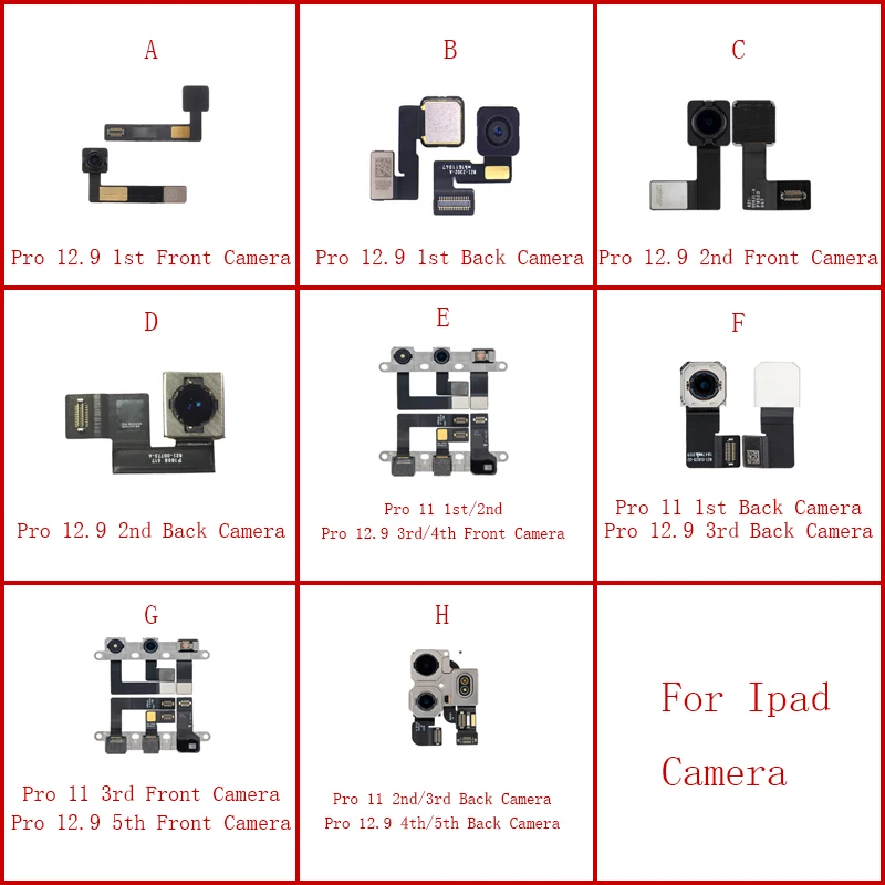 

Main Front Face Small Flex Cable For iPad Pro 11 12.9 1st 2nd 3rd 4th 5th A1980 A1876 A2229/9 A2377/A2378 Big Rear Back Camera