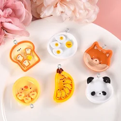 10PCS Shiny Animal Food Plate Series Flat Back Charms For Earrings Bracelet Hairpin DIY Jewelry Pendants Decoration Accessories