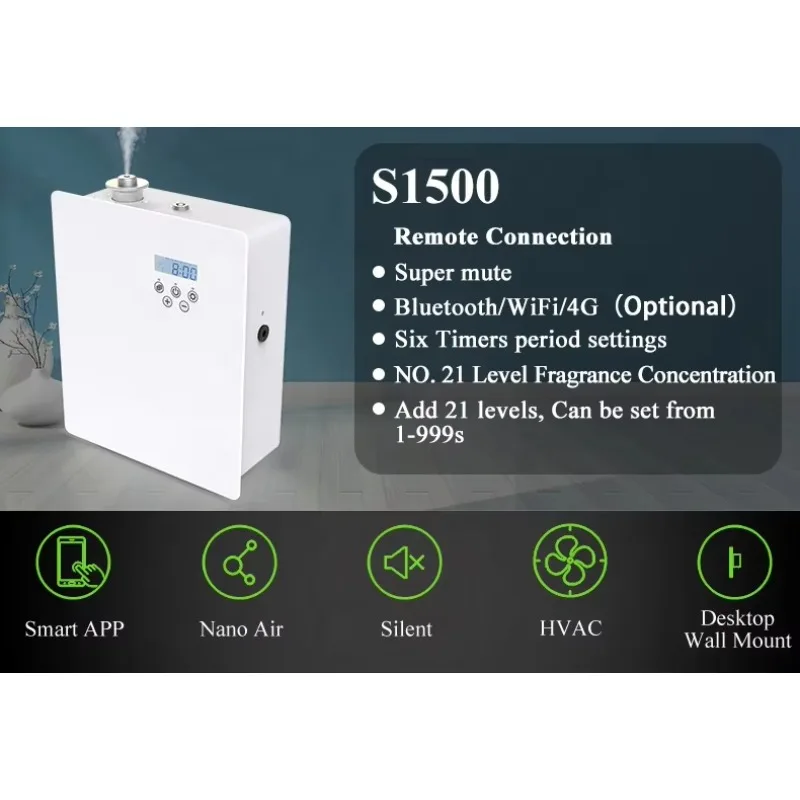 S1500 1500cbm Industrial Retail Outlet Security Lock Scent Delivery System HVAC Metal Aroma Diffuser