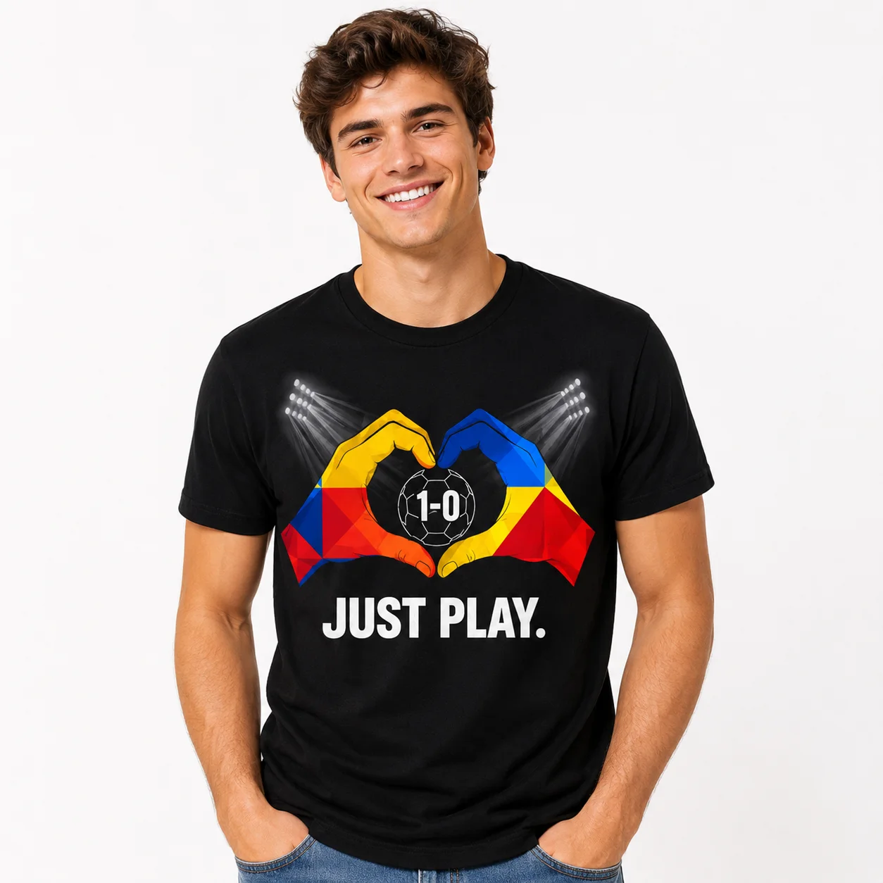 Men Tee Shirt Just Play Football Match Graphic Country Flag Print Casual Cotton Top For Summer Sports Fans Gift