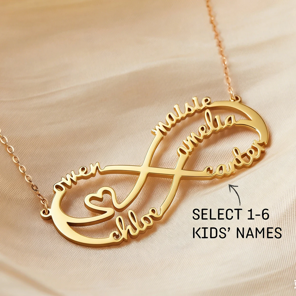 Custom Infinity Necklace for Women 1-6 Name Styles Stainless Steel Necklaces Gold Plated Personized Jewelry Classic Accessory