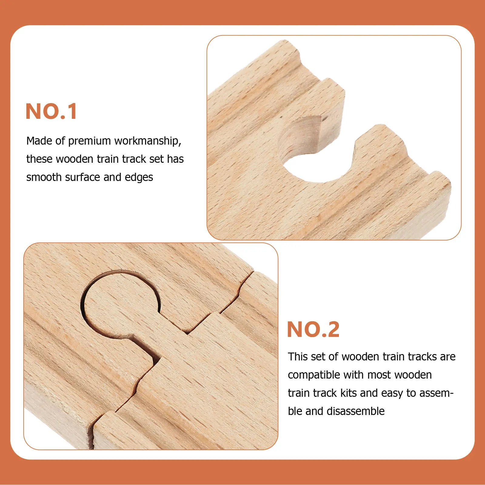 

8Pcs Wooden Train Railway Tracks Premium Expansion Set Smooth Safe Play Accessories Compatible with Most Kids Track Kits