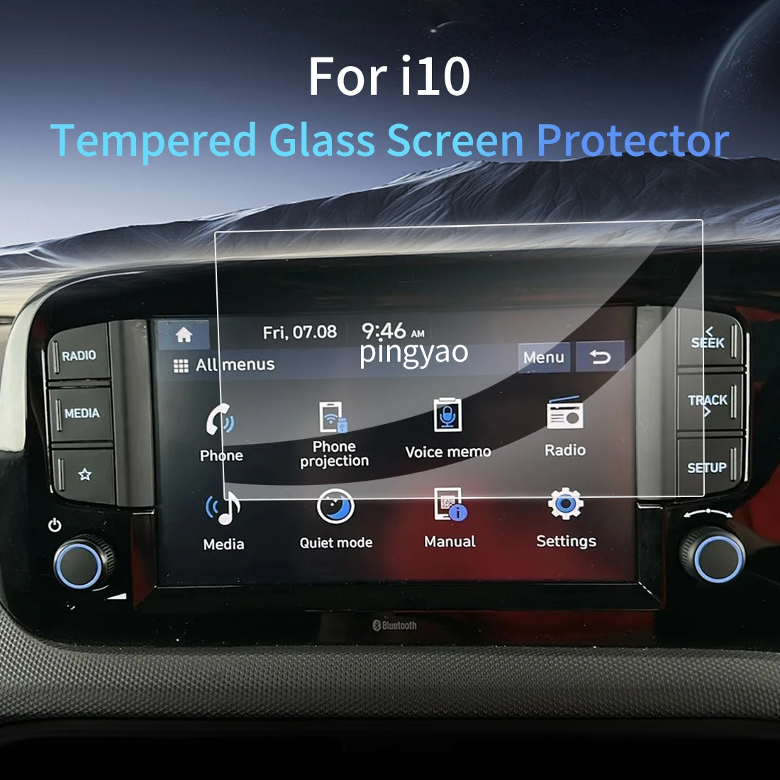 Car Sticker Screen Protector Navigation Display Tempered Glass Protective Film Car Vehicle For 2026 HYUNDAI i10 RHD