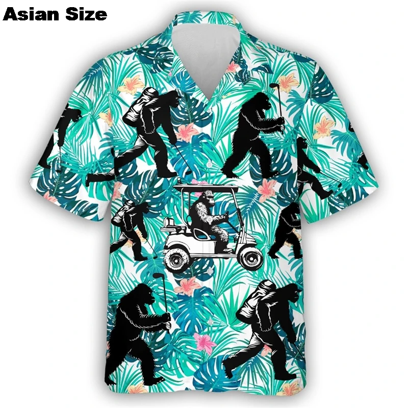 Funny Golf Hawaiian Shirt For Men Clothes Fashion Club Short Sleeve Button Clothing Sport Contest Beach Unisex Lapel Blouse Tops