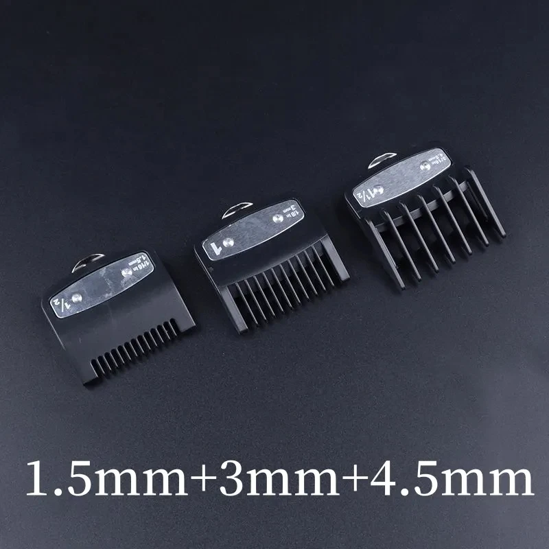 1,5mm 3mm 4,5mm 6mm Abstandskämme für elektrische Haarschneidemaschinen, professionelle Schneidführungskämme für Friseursalons, Schwarz Y0731 – Detail 5