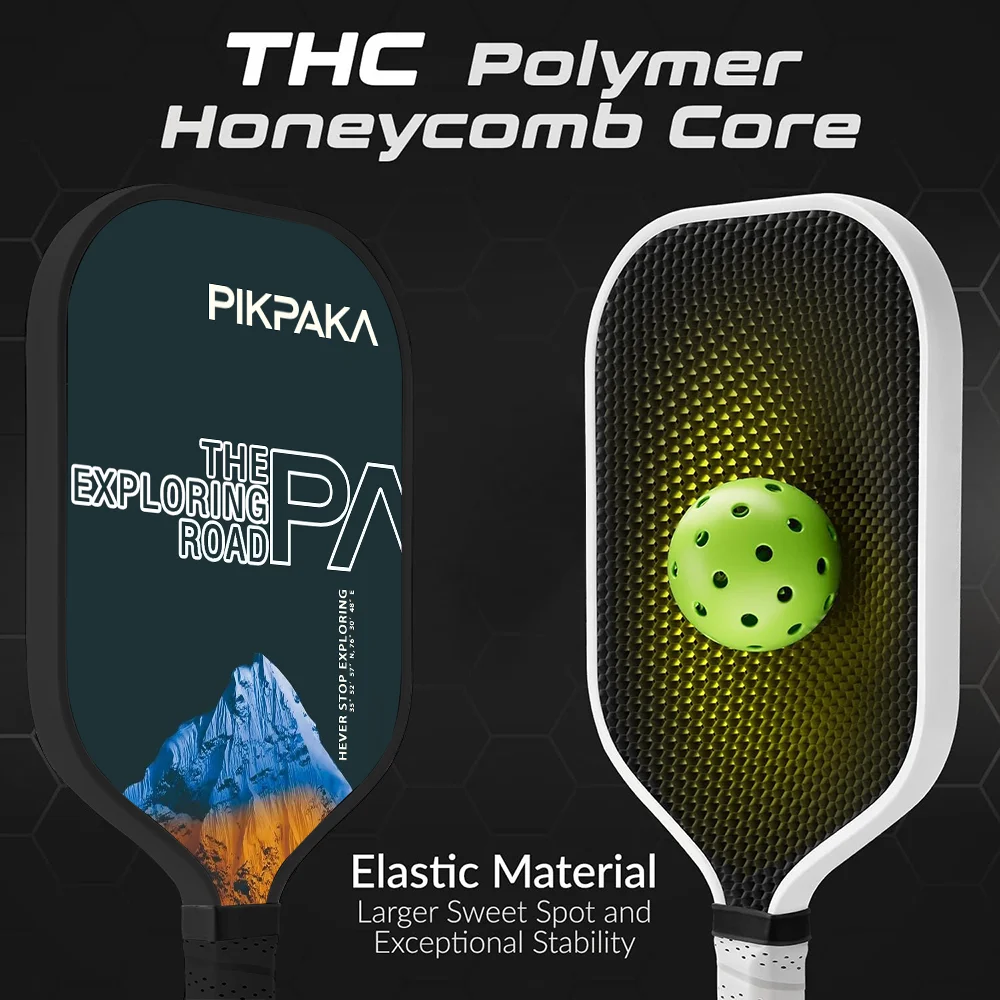 PIKPAKA العلامة التجارية نمط تصميم Pickleball شريط لحام المضادة للانزلاق مجداف مجموعة الألياف الزجاجية 13 مللي متر العسل الأساسية خفيفة الوزن مع كرات حقيبة