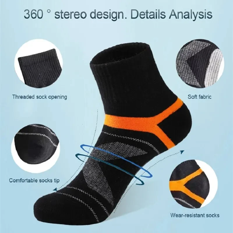 3 Pairs High Quality Men Socks Black Sports Socks Casual Soft Running Four Season Absorb Sweat Breathable Male Sock