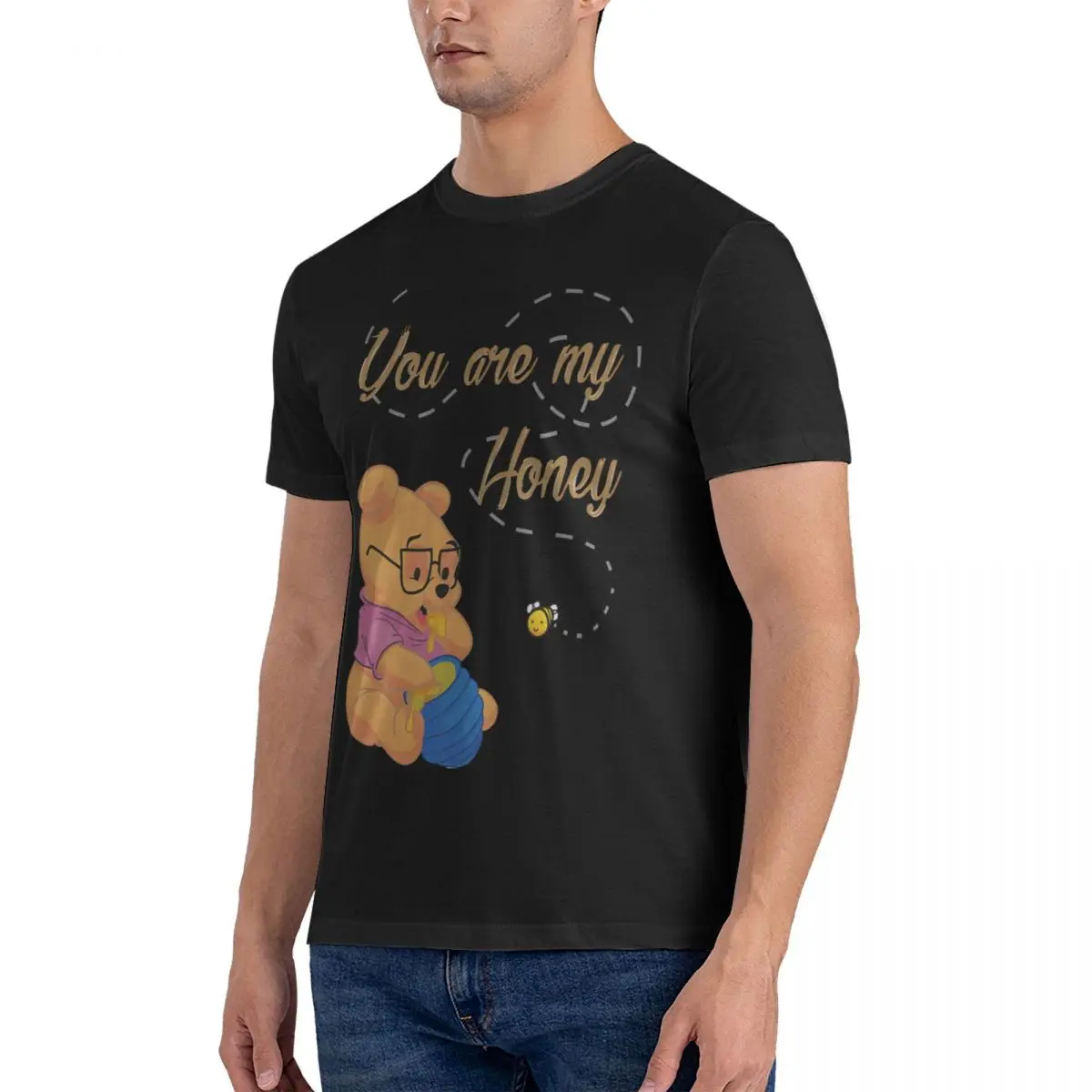 You Are My Honey T-Shirts Men Crew Neck 100% Cotton T Shirts Disney Pooh Bear Winnie Short Sleeve Tees Unique Clothes