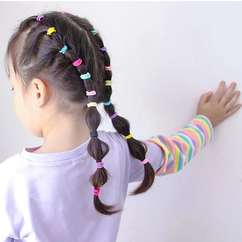 100PCS New Fashion Girls Candy Colors Nylon bold Elastic Hair Bands Kids Scrunchie Rubber Bands Headband Baby Hair Accessories