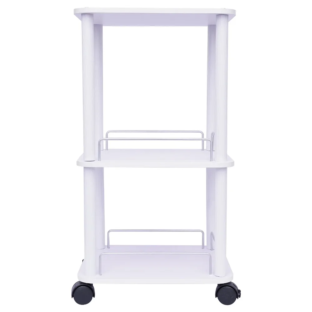 3-floor Beauty Salon Trolley Pedestal Cart Tray Hair Styling Storage Station with 360° Rotatiing Wheels