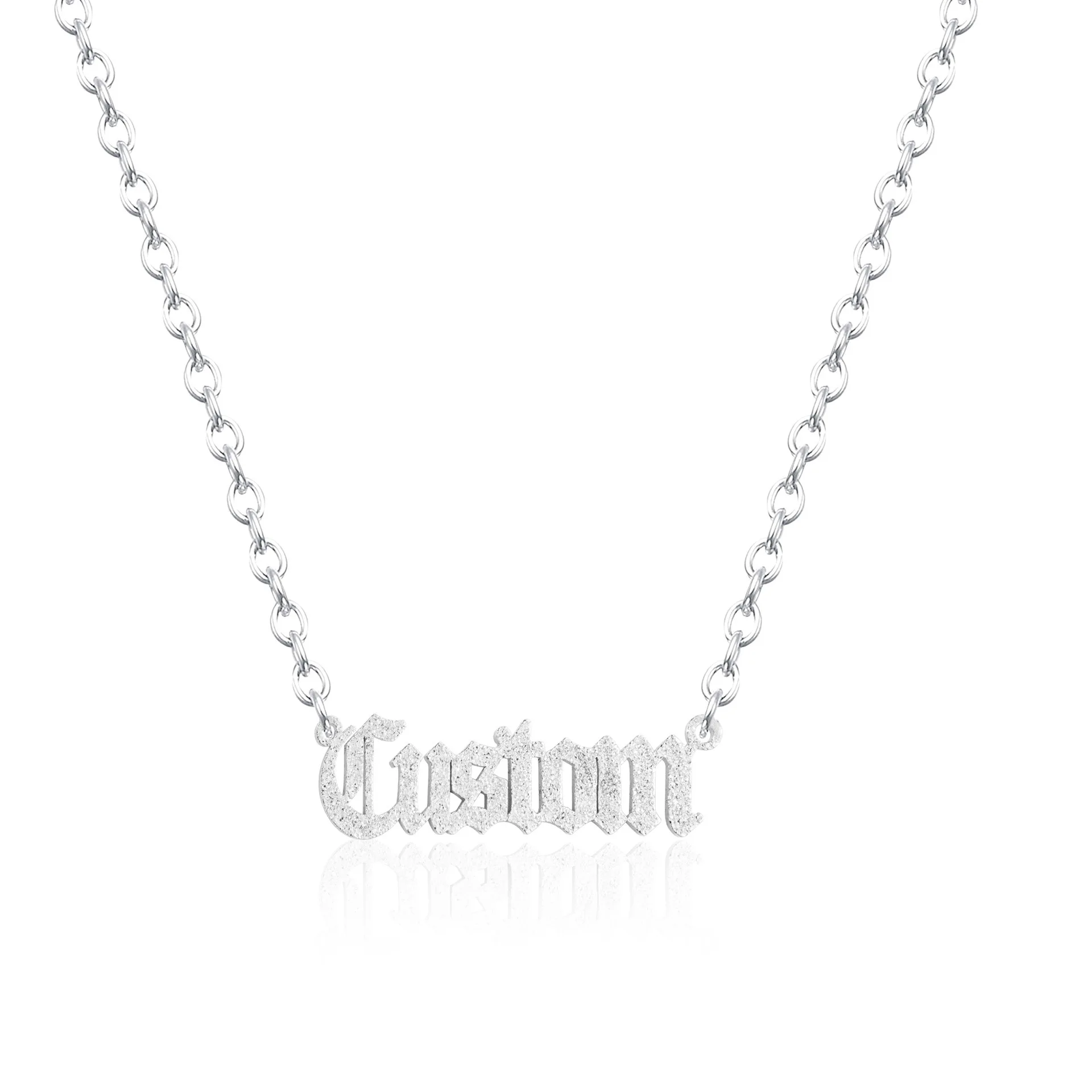 Custom Name Sandblasted 18K Gold Plated Necklace Stainless Steel  Lightweight Clavicle Chain Fashion Women's Elegant Jewelry