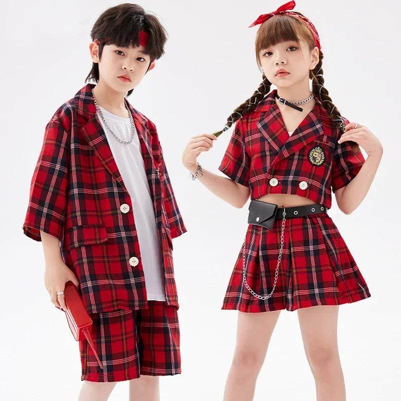 

Kids K-pop Stage Outfit Girls Boys Hip Hop Clothing Jazz Dance Costume Dance Clothes Child Performance Street Dance Wear SL9076