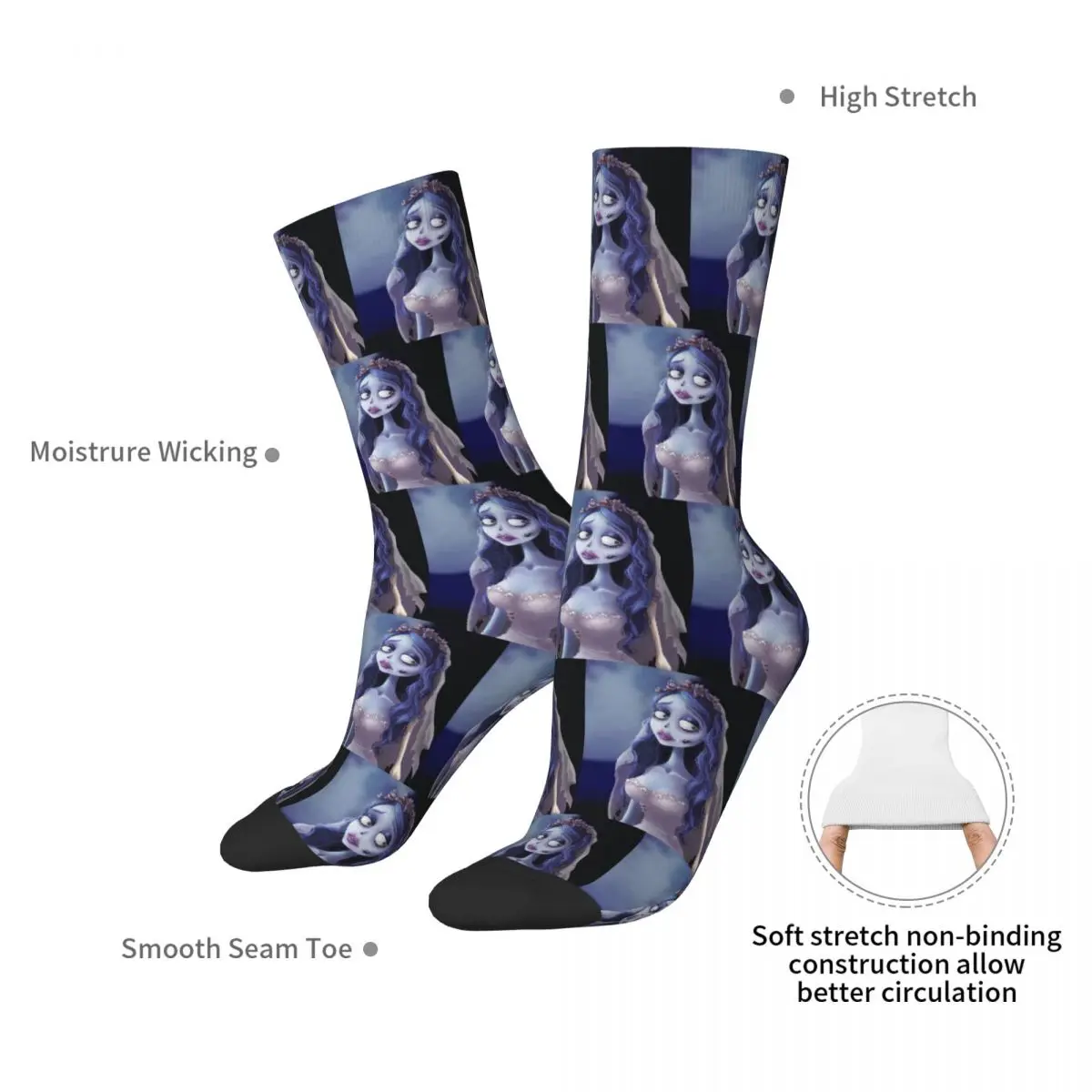 Emily The Corpse Bride Socks Harajuku High Quality Stockings All Season Long Socks Accessories for Man's Woman Birthday Present