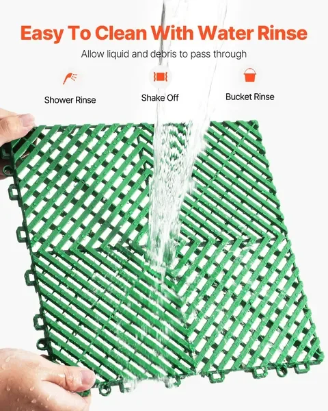 10'x10' Interlocking Drainage Mat, 50 Pcs PP Modular Floor Tile, Non-Slip Shower & Garden Use