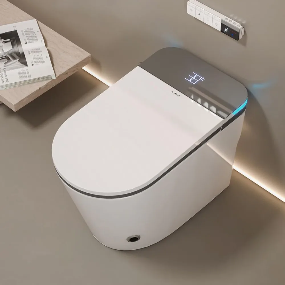 

Automatic Toilet, Auto Open and Close,Heated Seat,Remote Control, Night Light,Foot Sensor,Smart Bidet