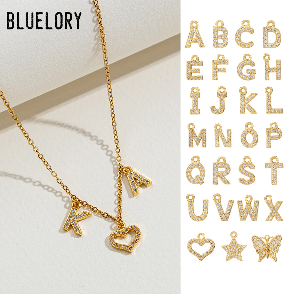 Bluelory Personalized Crystals Initials Letter DIY Necklaces For Women Gold Name Alpahbet Choker Necklace Girlfriend Lovers Gift