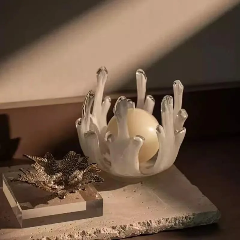 French medieval glazed art candlestick ornament niche hollow claw modeling special-shaped creative home soft decoration jewelry
