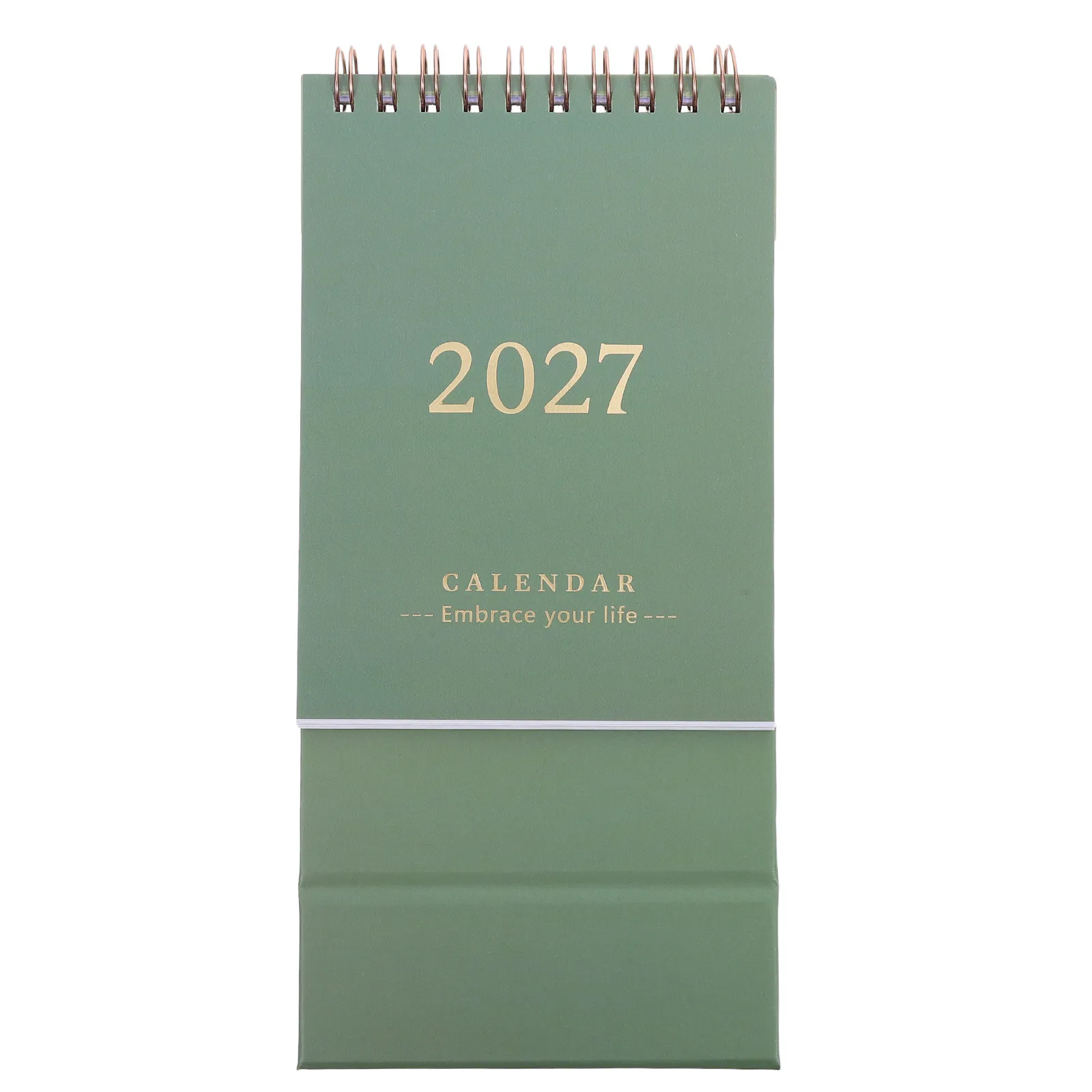 Small Desk Calendar 2027 Spiral Bound Monthly Flip Page Stand Up Desktop Organizer Thick Paper Space Saving for Office Home