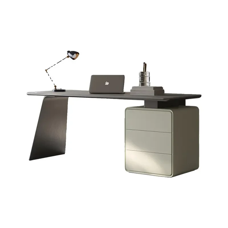 Italian Minimalist Sintered Stone Computer Desk Modern Luxury Writing Table for Home Office Study Room