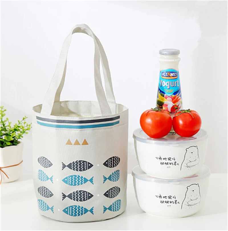 Cartoon Lunch Bag For Picnic Kids Women Travel Beam Mouth Thermal Breakfast Organizer Insulated Waterproof Storage Bag For Lunch