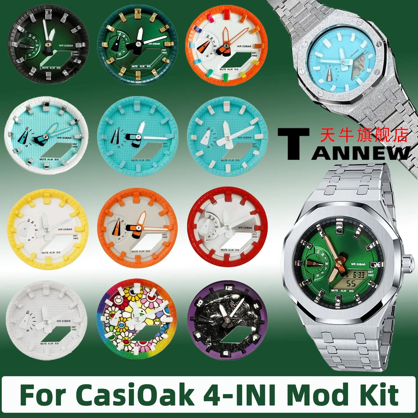 

GA2100 GA-2110 Series DIY Luminous Mod Kit for Casio Metal Dial Surface & Index Ring Set Complete Bezel and Hour Marker Upgrade
