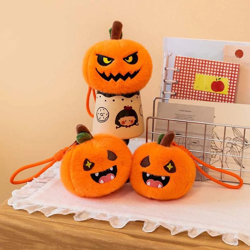 Soft Fabric Pumpkin Plush Key Chain Lightweight Vibrant Color Funny Expression Toy Exquisite Embroidery Comfortable Texture