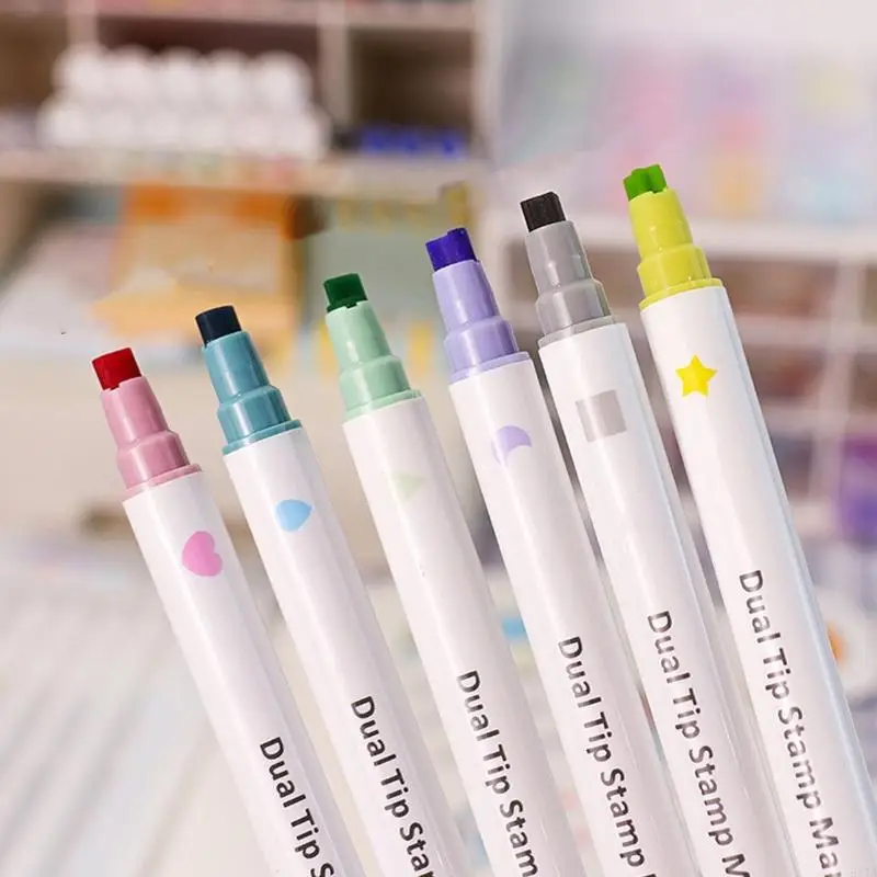 H37B Stempelmarker Set 6 Farbdoppelte -Stempelmarkierungen für Scrapbooking Journal