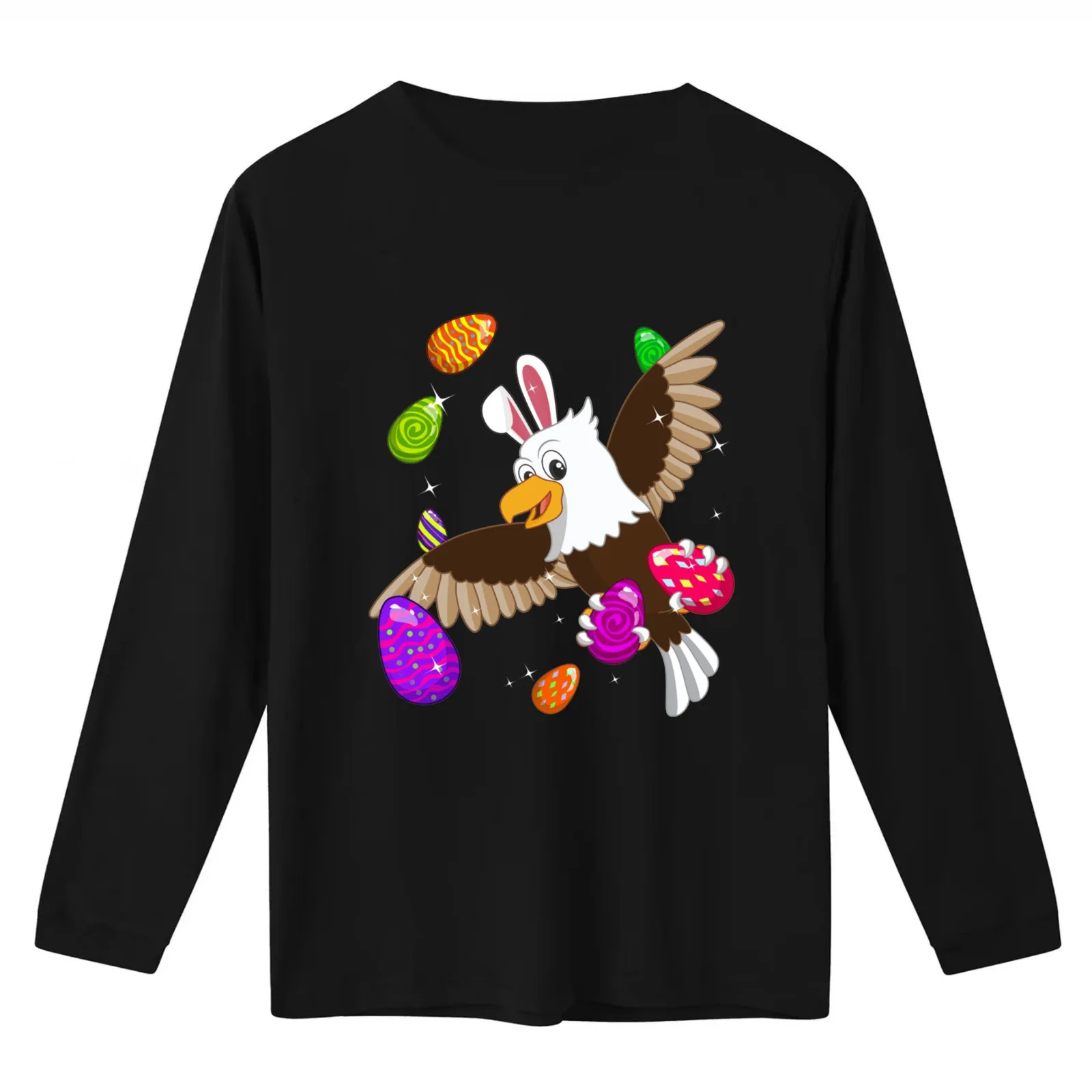 Easter Bunny American Bald Eagle Holding Egg Easter Sunday T Shirt T-Shirt Summer Casual Cotton Tee Oversized Streetwear Tops
