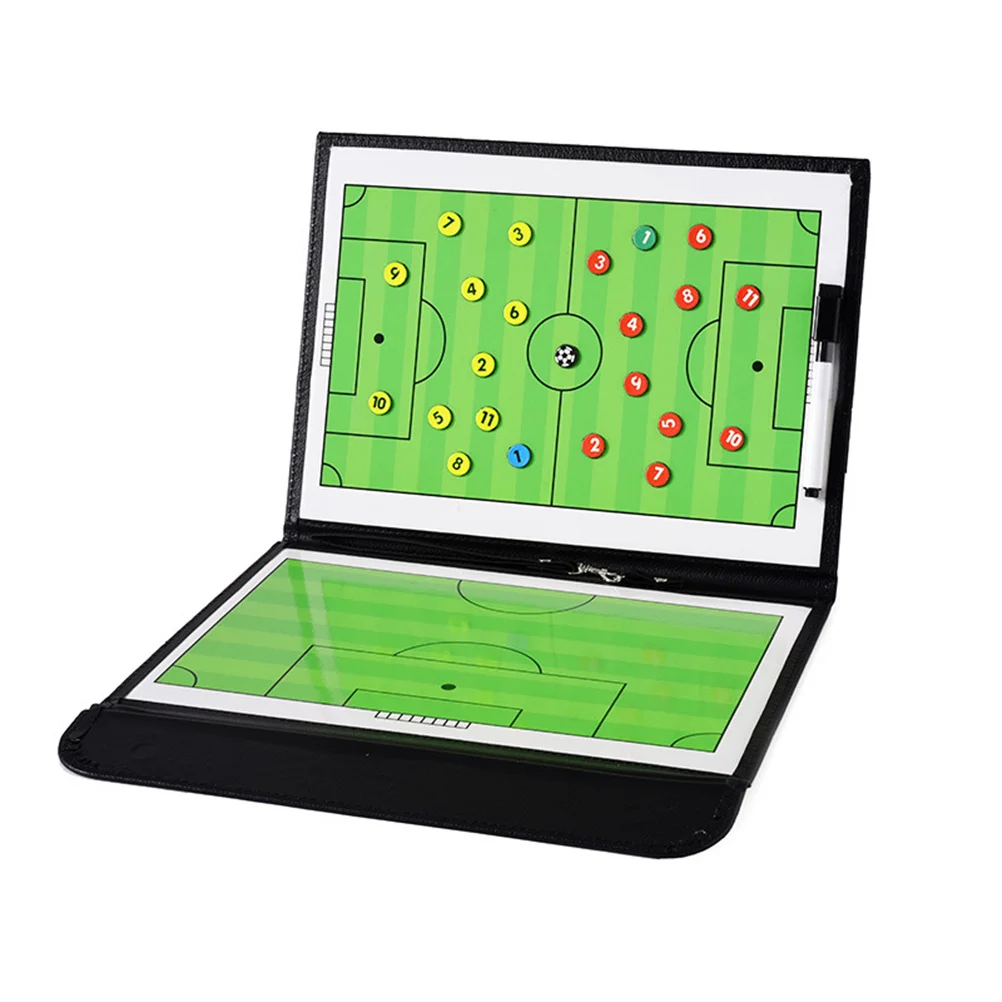 Tablero de entrenamiento de fútbol, portapapeles magnético de borrado en seco de 2,5 secciones, pizarra blanca táctica plegable reutilizable para entrenamiento en equipo
