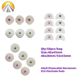 Adult or Pediatric Multi Sizes 50 PCS White Foam Disposable ECG Electrodes Medical Electrode Patch Nonwoven ECG Electrode Pads