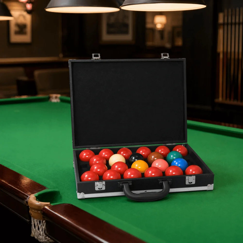 Foam Insert Billiard Ball Storage Box Metal Latches Hard Shell Protective Case Lined Interior Carry Handle Pool Ball Case