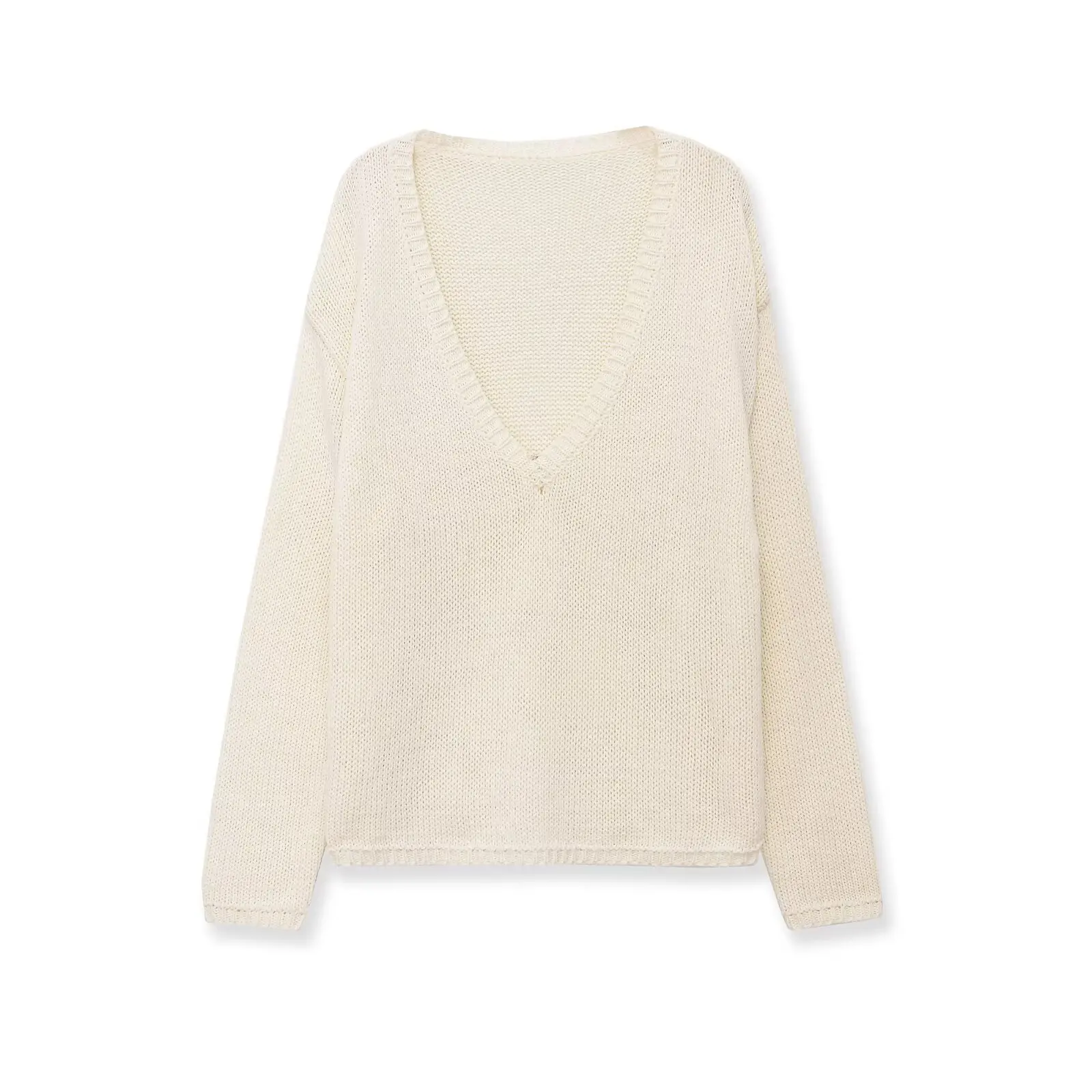 

WOMAN 2026 Summer New Fashion Long-sleeved Knitted Sweater Retro V Neck All-match casual Female Pullovers Chic Tops