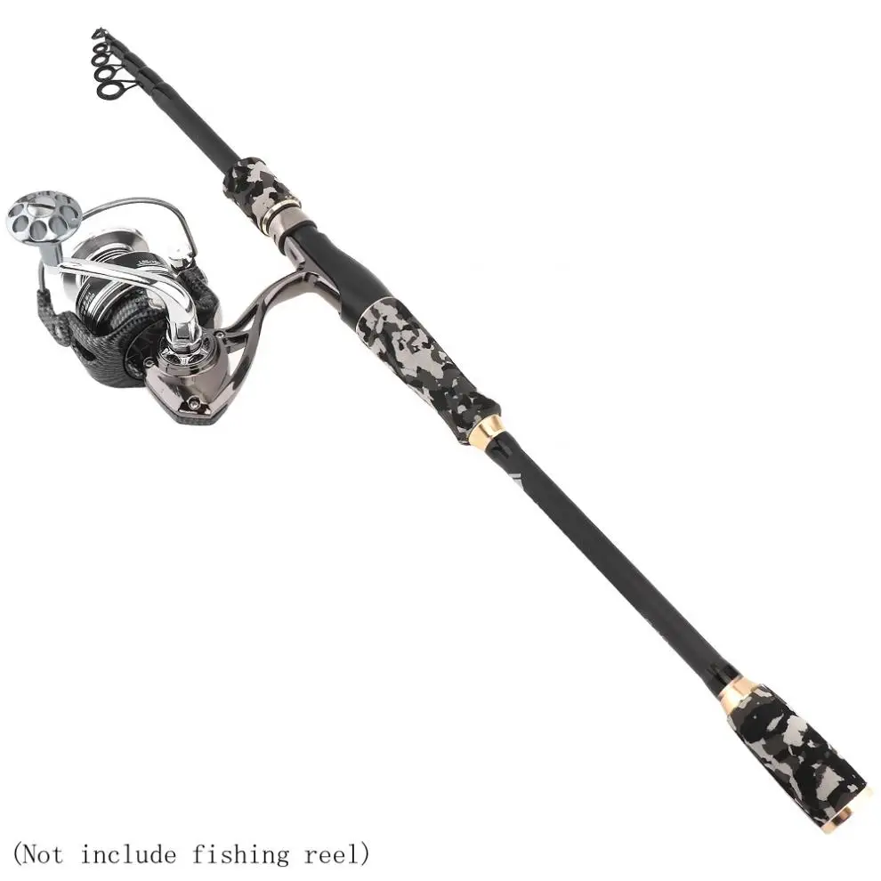 2.7m Gray Camouflage Carbon Fiber Lure Fishing Rod Spinning Casting Rod 7 Section Telescopic Ultra Light Travel Fishing