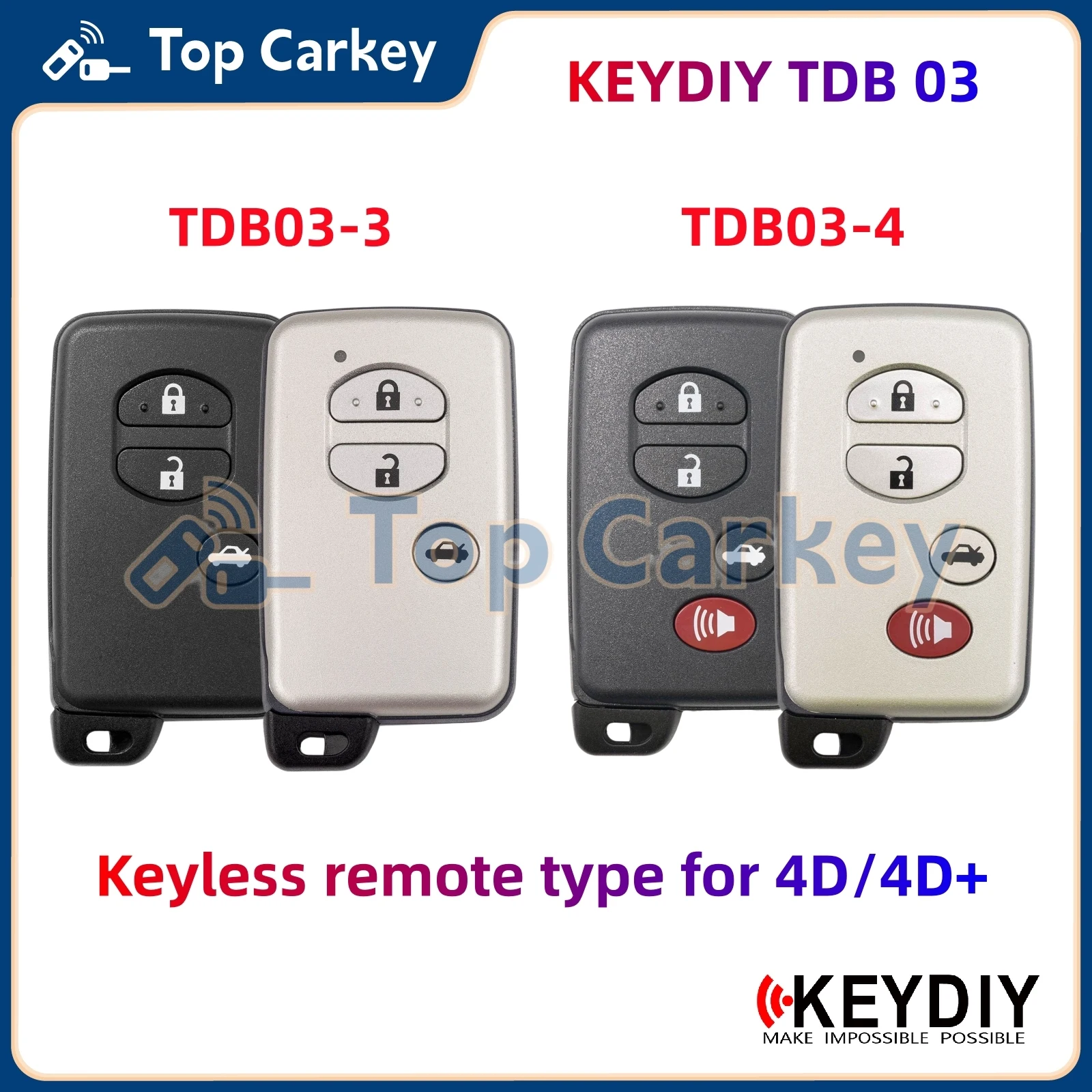 

KEYDIY KD TDB03-3 Silver Gray TDB03-4 Black for TOY Camry Corolla Levin Avalon RAV4 Venza Land Cruiser Prado Highlander