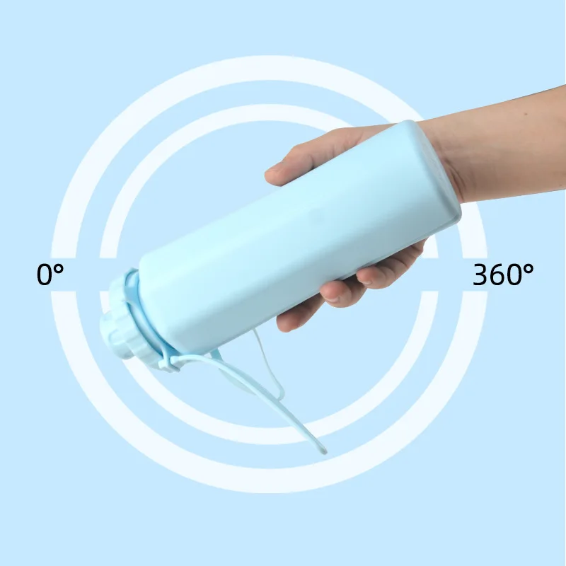 600ML Collapsible Water Bottle Silicone Foldable Water Cup Outdoor Sports Leakproof Reusable Kettle for Travel Camping Yoga