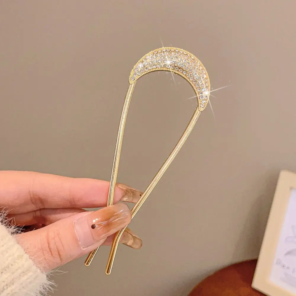 New Fashion Simple Hair Clip Temperament Imitation Pearl U-shaped Hairpin Metal Flower Hair Sticks for Girls