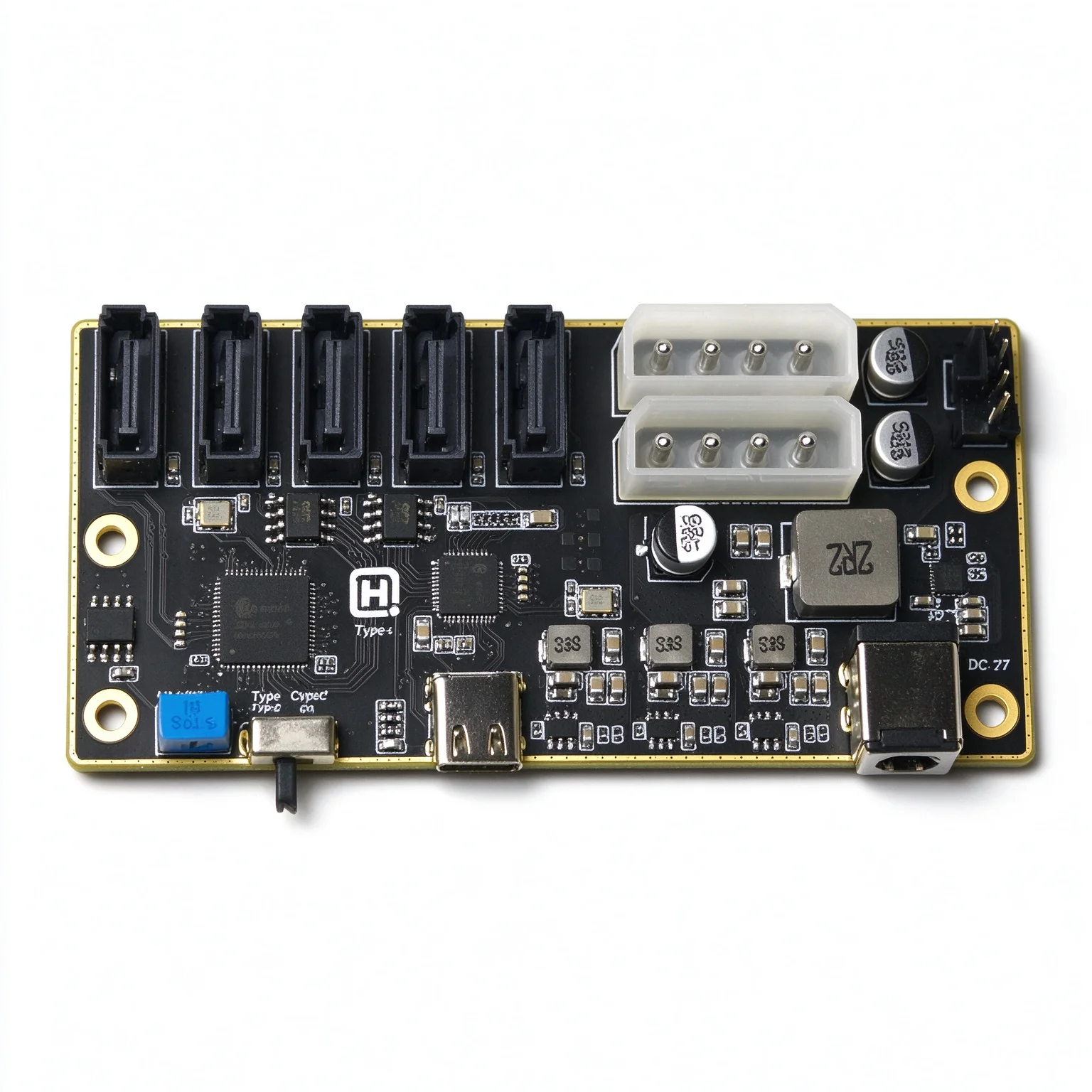 Type-C to 5 Port SATA 3.0 Adapter, JMS580 JMB575 USB 3.2 Gen2 10Gbps Card for HDD SSD NAS Storage