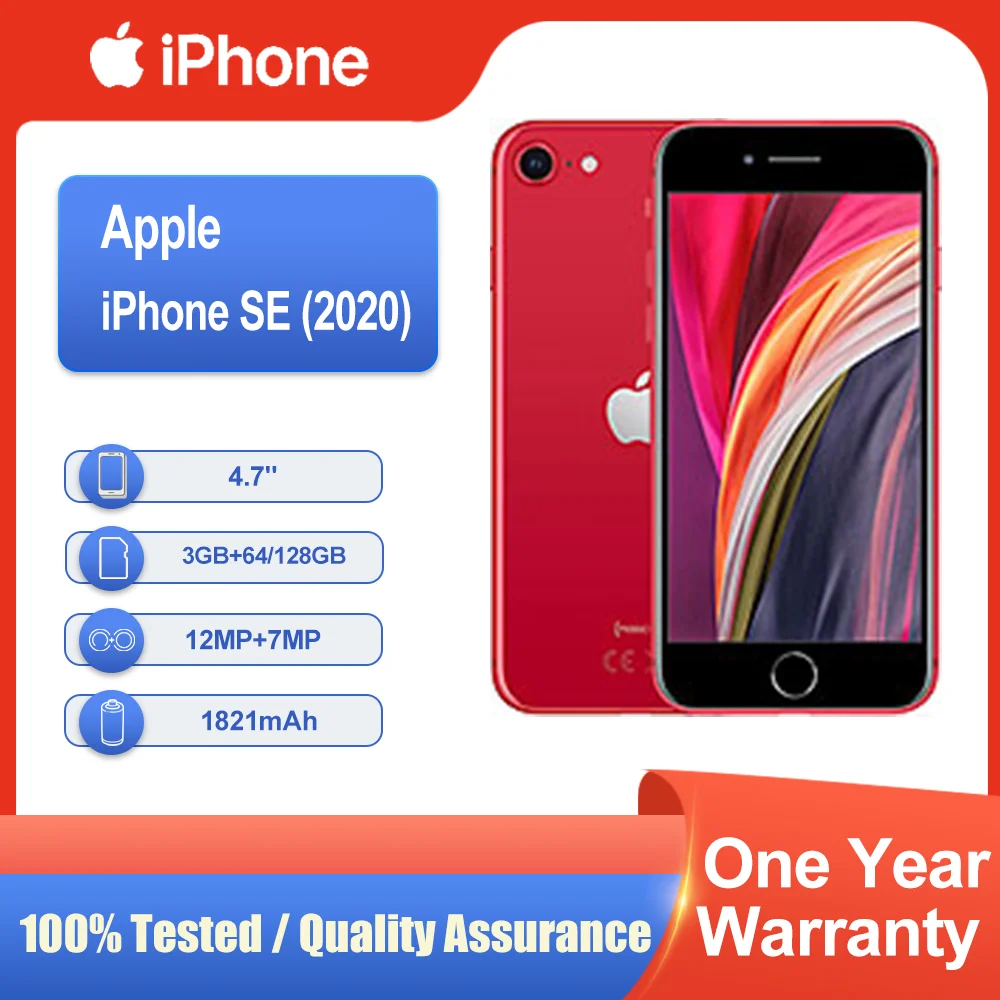 هاتف Apple iPhone SE (2020) الأصلي غير مقفول بذاكرة وصول عشوائي 3 جيجابايت 64/128G ROM مستعمل 4.7 بوصة A13 Bionic Face ID NFC Retina IPS شحن سريع للهاتف المحمول