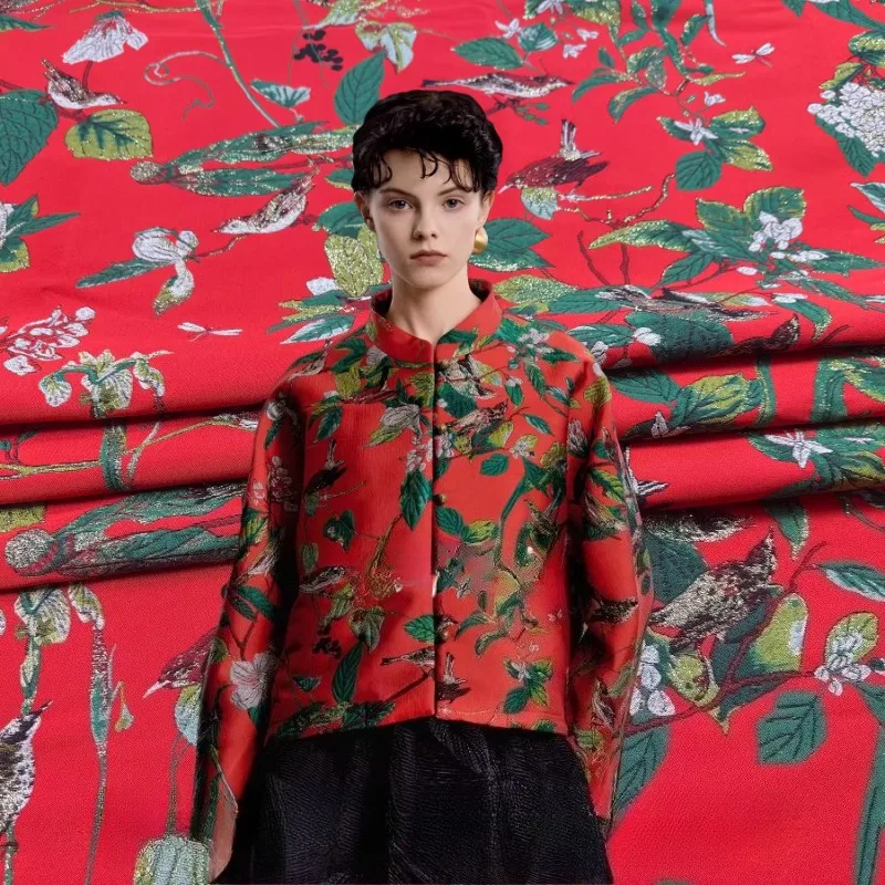 

Металлическая проволока, цветок, птица, жаккардовая ткань, ветровка, платье, жилет, креативная одежда, парчовая ткань для шитья своими руками, ткань на метр