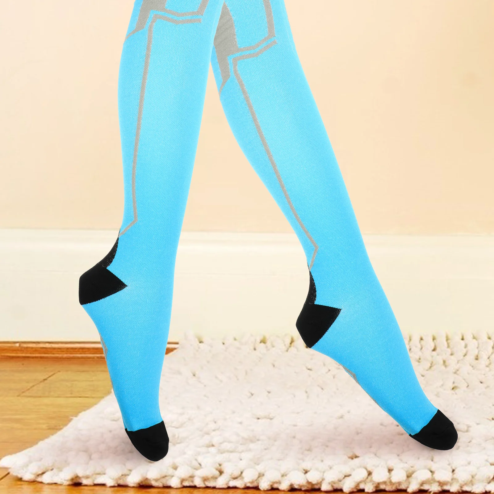 

1Pair Sports Compression Socks Anti-Slip High Elasticity Fatigue Relief Sweat-Absorbing Long Tube Socks for Running Training